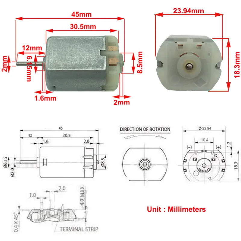 FC-280PC Mini Micro DC высокоскоростные двигатели 12 В 12500 об/мин для автомобильного