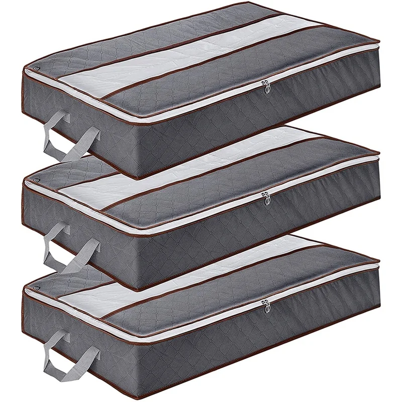 

Large Capacity Under Bed Storage Bag, Foldable Underbed Storage with Transparent Windows for Clothes, Blanket