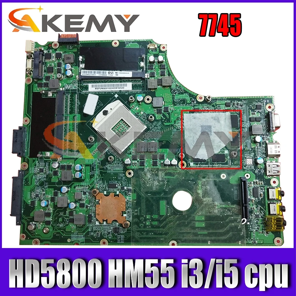 

Материнская плата AKEMY MBPUP06001 MB.BPJ06.001 для ноутбука acer Aspire 7745, материнская плата DA0ZYBMB8E0 HD 5800 HM55 DDR3 i3 i5