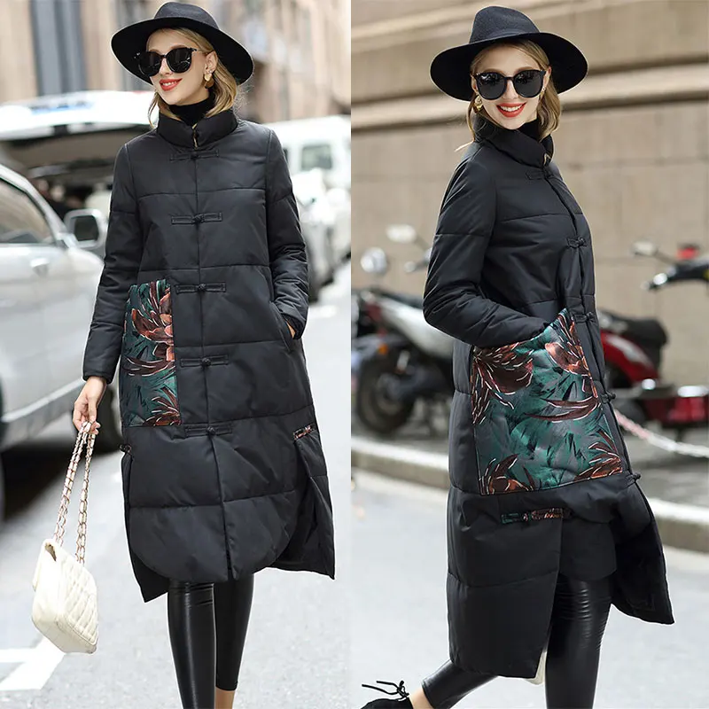 Новинка 2019 зимний женский пуховик в стиле ретро с пряжкой из кожи принтом овечьей