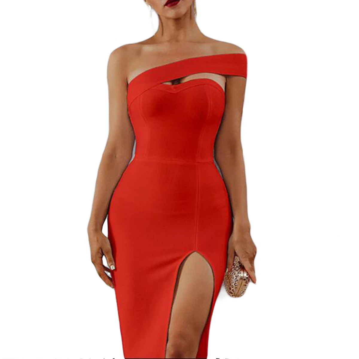 

Women Dress Sexy Tube Top Dress, High Waist Split Hem Off-shoulder Gown Irregular Clothes