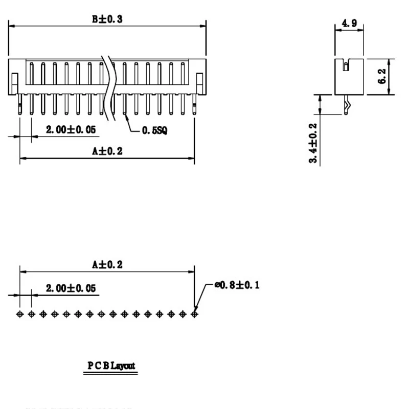 50 шт./партия JST PH 2,0 2P 3P 4P 5P 6P 7P 8P 9P 10P 11P 12 pin Header 2,0 мм Мужской Материал PH2.0 2 мм разъемы PH-A прямые булавки