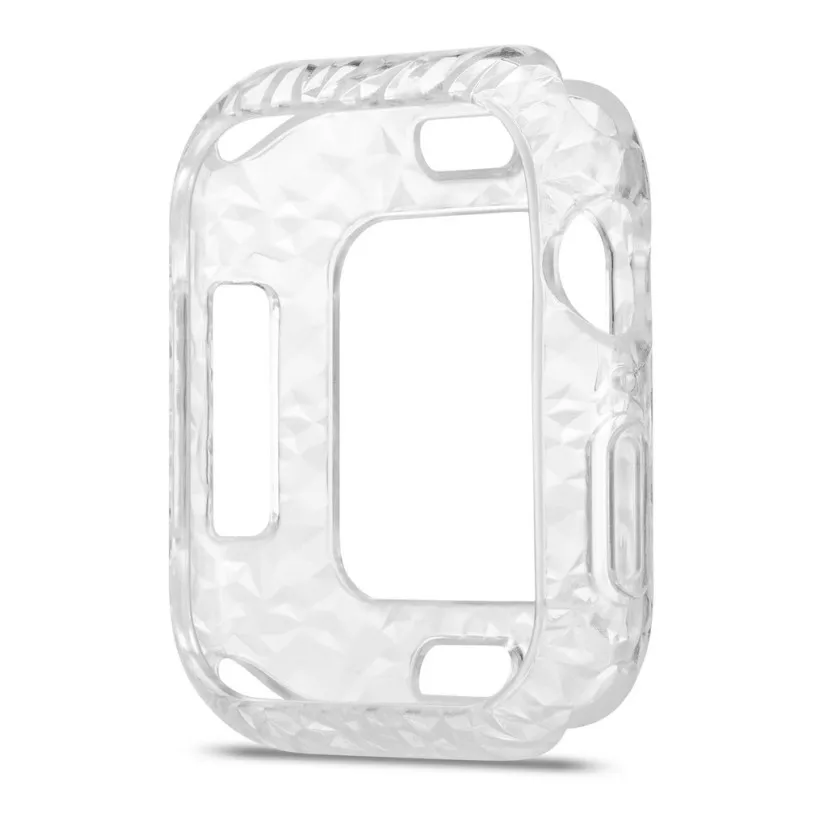 Мягкий тонкий чистый ТПУ чехол для Apple Watch Band Series 4 5 40 мм 44 мм защитная оболочка Алмазный Узор Прозрачный чехол для iWatch