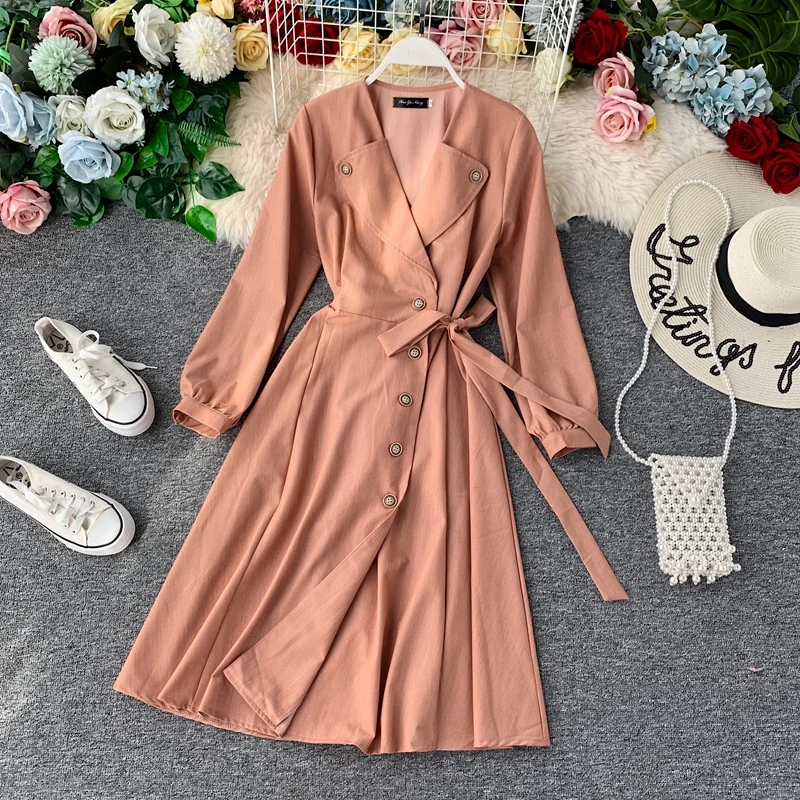 Vestido Mujer новинка 2019 Осенний женский длинный рукав тонкий а-силуэт вечерние модные