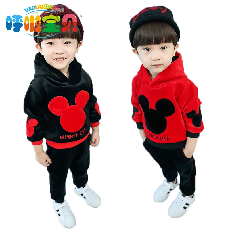 Kids Tracksuit Boys Casual Clothes Set Costume Mickey mouse Sport Suit for Girl Teen Long Sleeve Sweatshirt Hoodies Pant