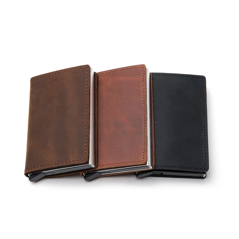 zovyvol 2021 real leather rfid card holder new card case clutch pop up wallet genuine leather aluminum box slim thin smart free global shipping