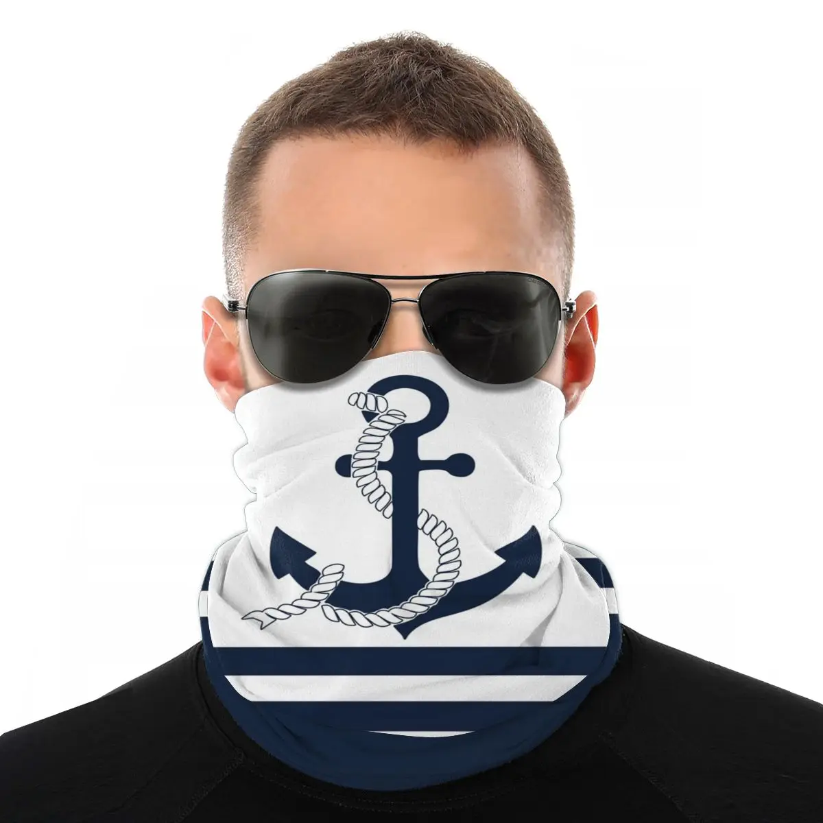 С синими и белыми полосами шарф половина уход за кожей лица маска для мужчин