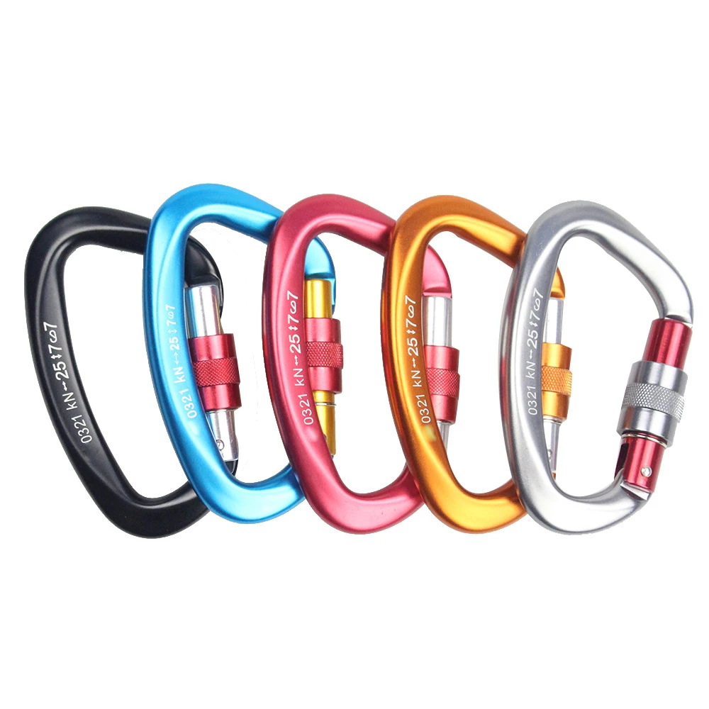 

25KN Carabiner D Shape 7075 Aluminum Safety Buckle Master Lock Carabiner For Climbing Hammock Security Lock Buckle