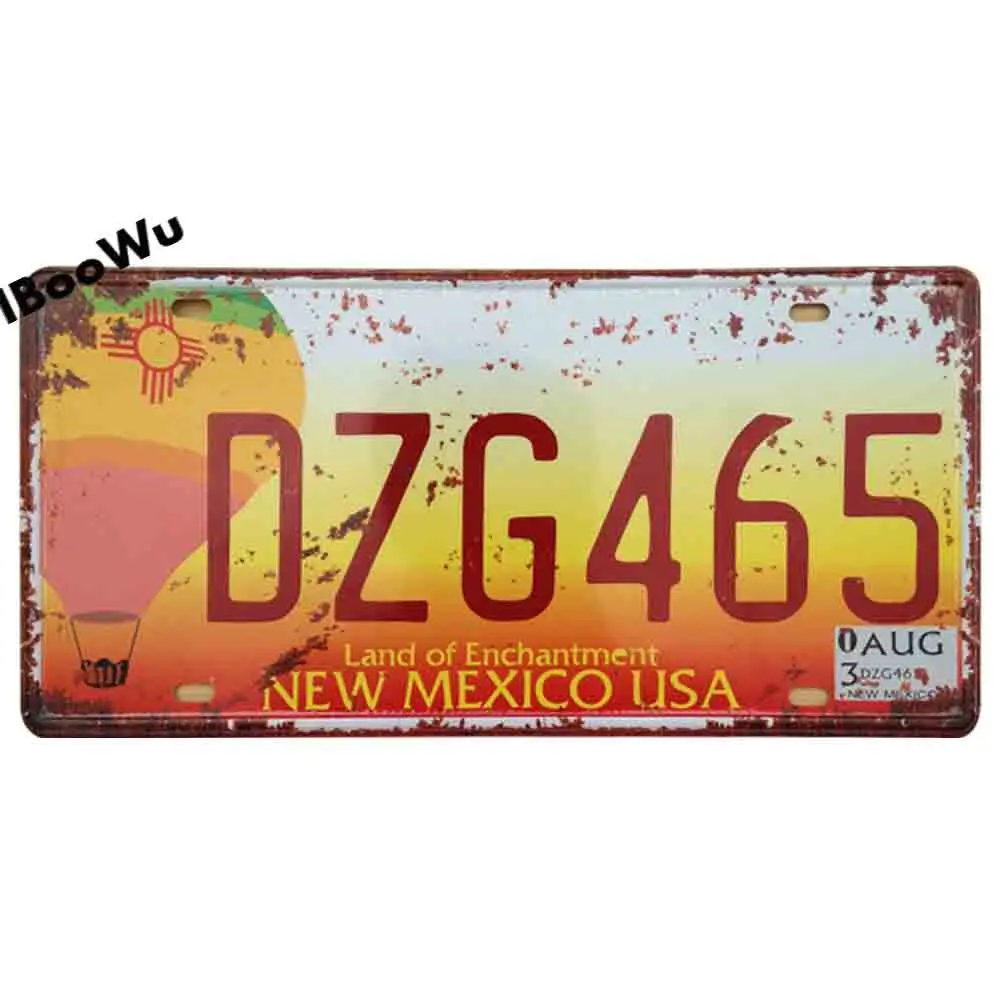 

USA Texas New York California Car Number Metal License Plate Decor Wall Vintage Poster Bar Pub Garage Tin Plaques Signs 15x30cm