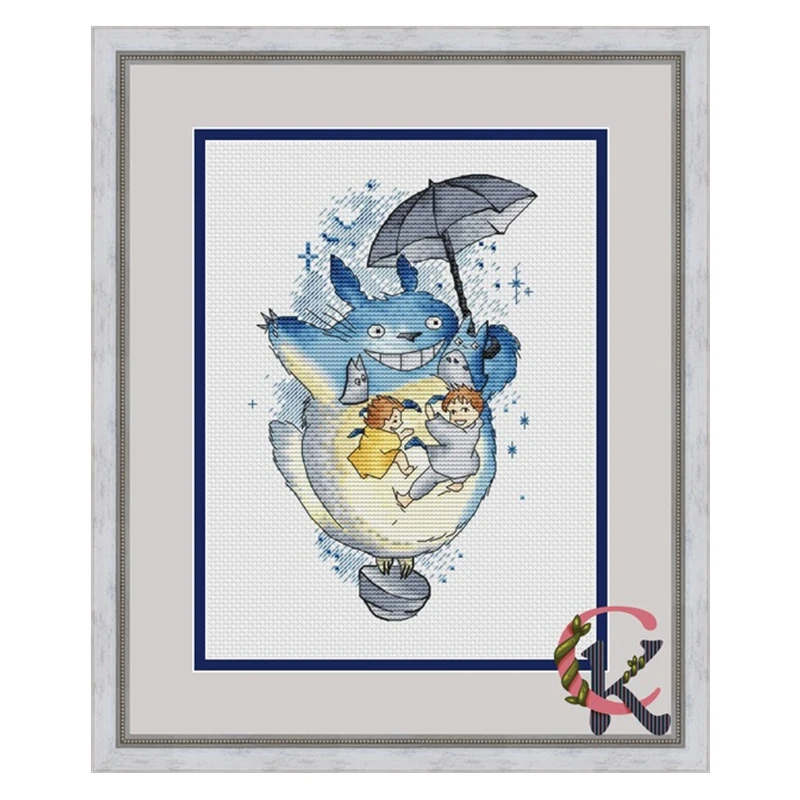 

Набор для вышивки крестиком, милая мультяшная серия Totoro Umbrella totoro 11CT, сумка из материала ручной работы для вышивки Чино