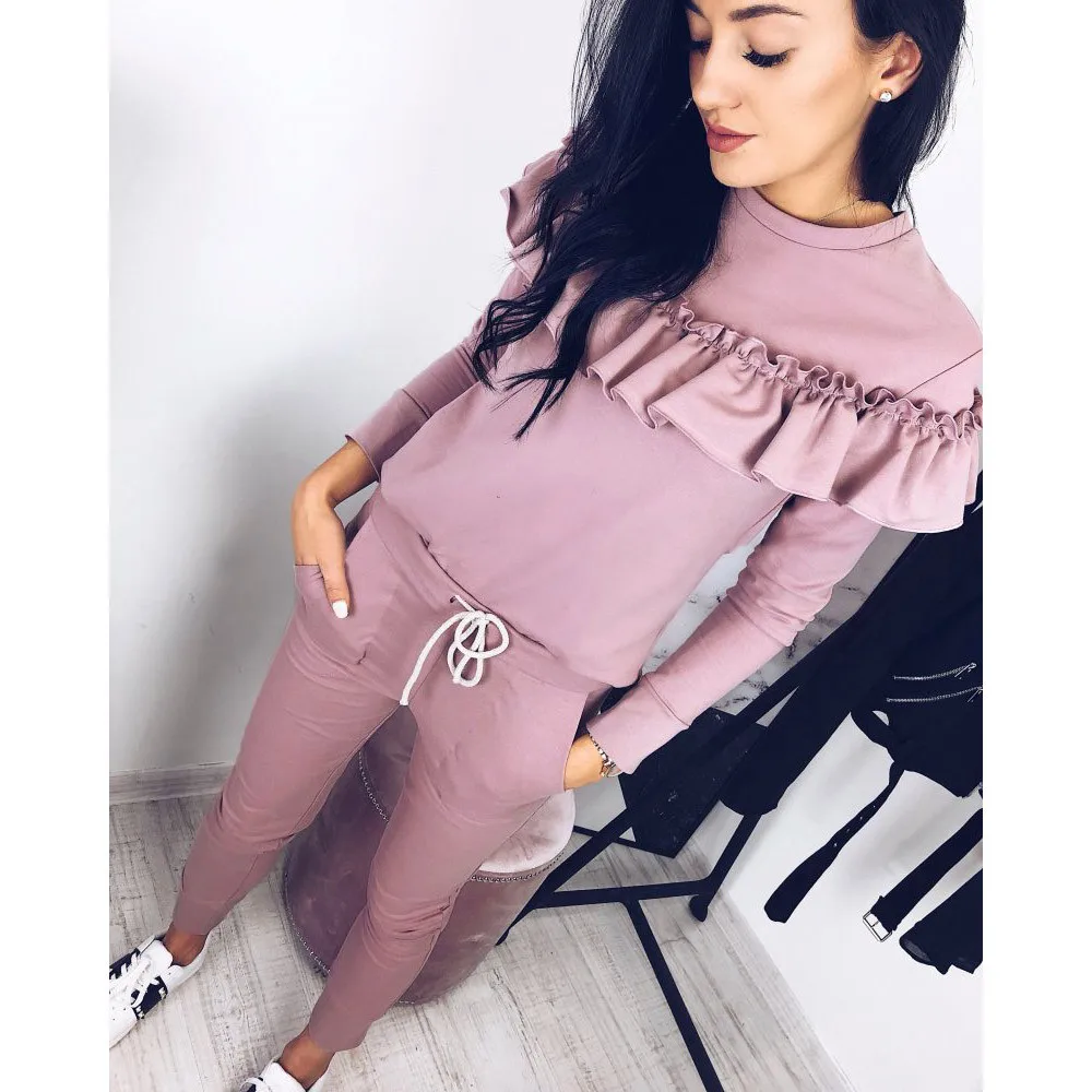 Женские спортивные костюмы из 2 предметов повседневная Осенняя однотонная