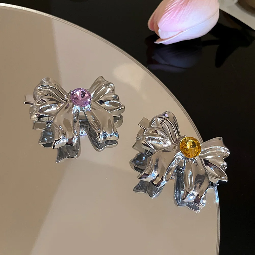 

Diamond Bow Hairpin Simple Fashion Niche Hairpin Cute Personality Side Clip Female Party Wedding Hair Woman Accessory