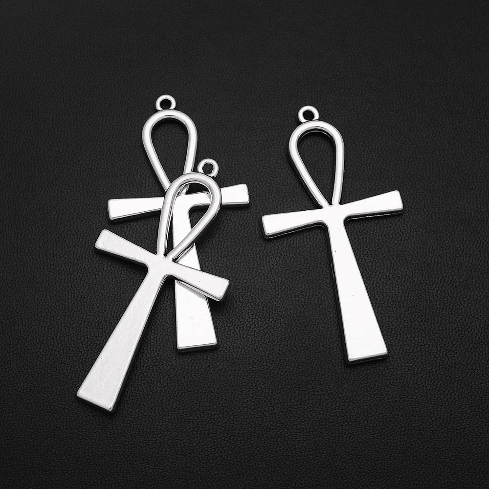 10pcs/Lots 29x55mm Antique Silver Plated Ankh Cross Charms Egyptian Pendants Fashion Talismans Jewelry Supplementary Material - купить по