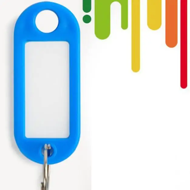 100 pcs Plastic Key Tags Assorted Rings ID Name Card Fob Label New Hot Sale SD | Garment Labels