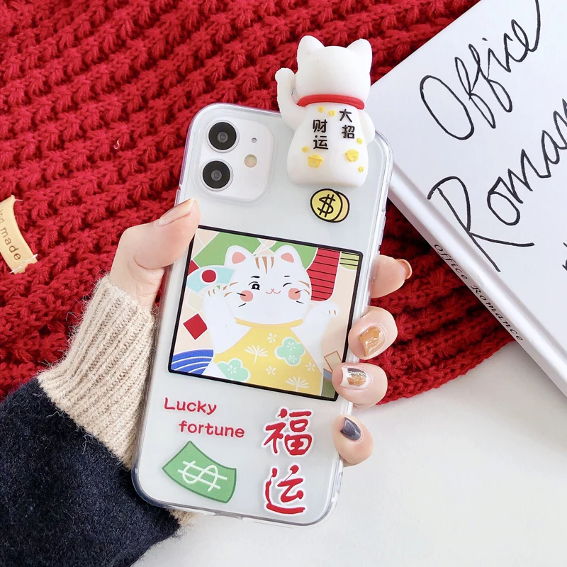 Для iPhone 11 pro 3D Fortune Cat Чехол Maneki Neko прозрачный мягкий чехол для XS max XR X 7 8 plus Lucky cat shell |