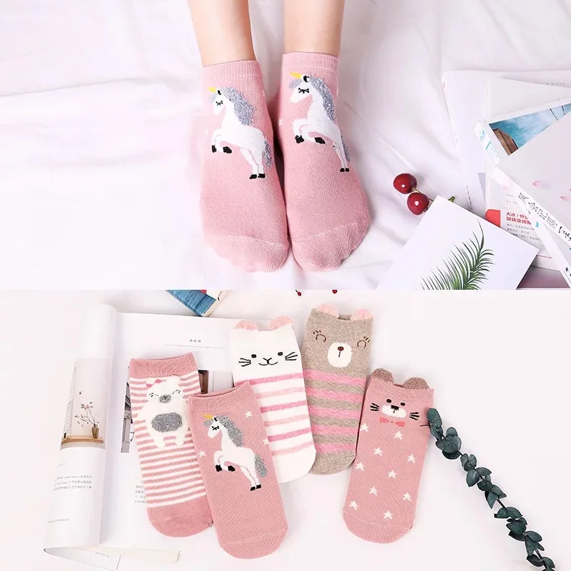 

5 pairs lot pack women socks New products Animal design Stereoscopic ear Cartoon happy funny cute cotton socks