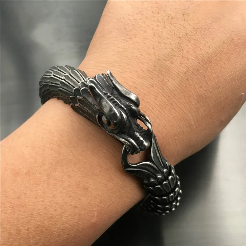 Локомотив Dragon Scale титановая сталь ретро браслет в китайском стиле хип-хоп черный