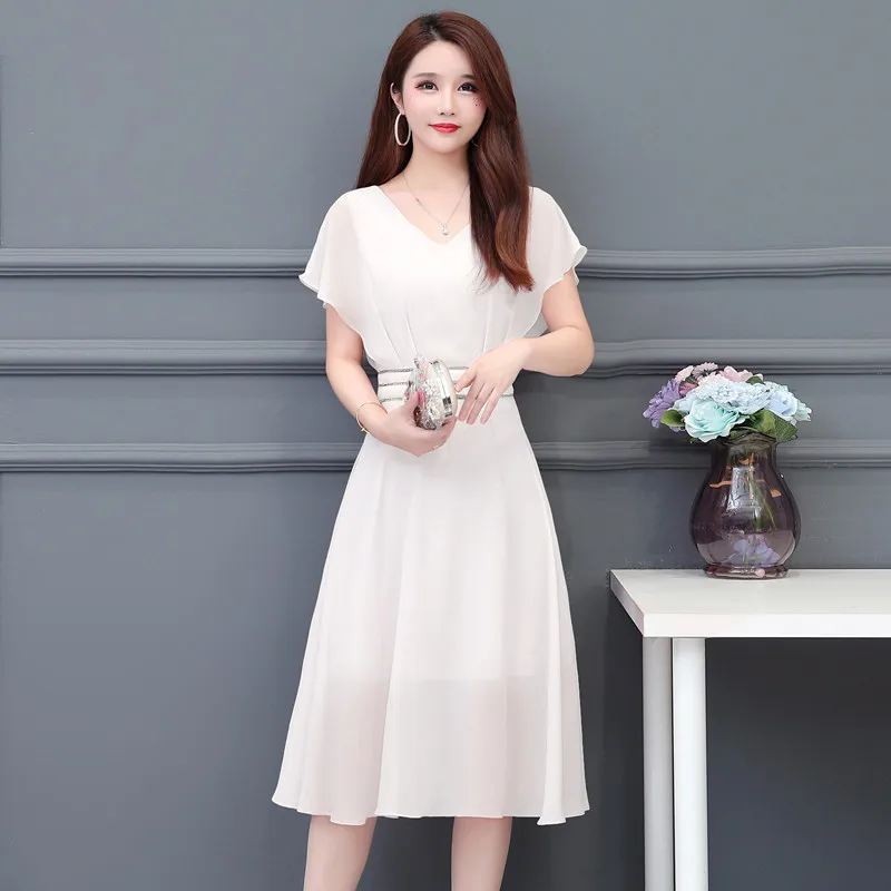 Женское шифоновое платье лето 2019 новый стиль газ Женская Талия для похудения