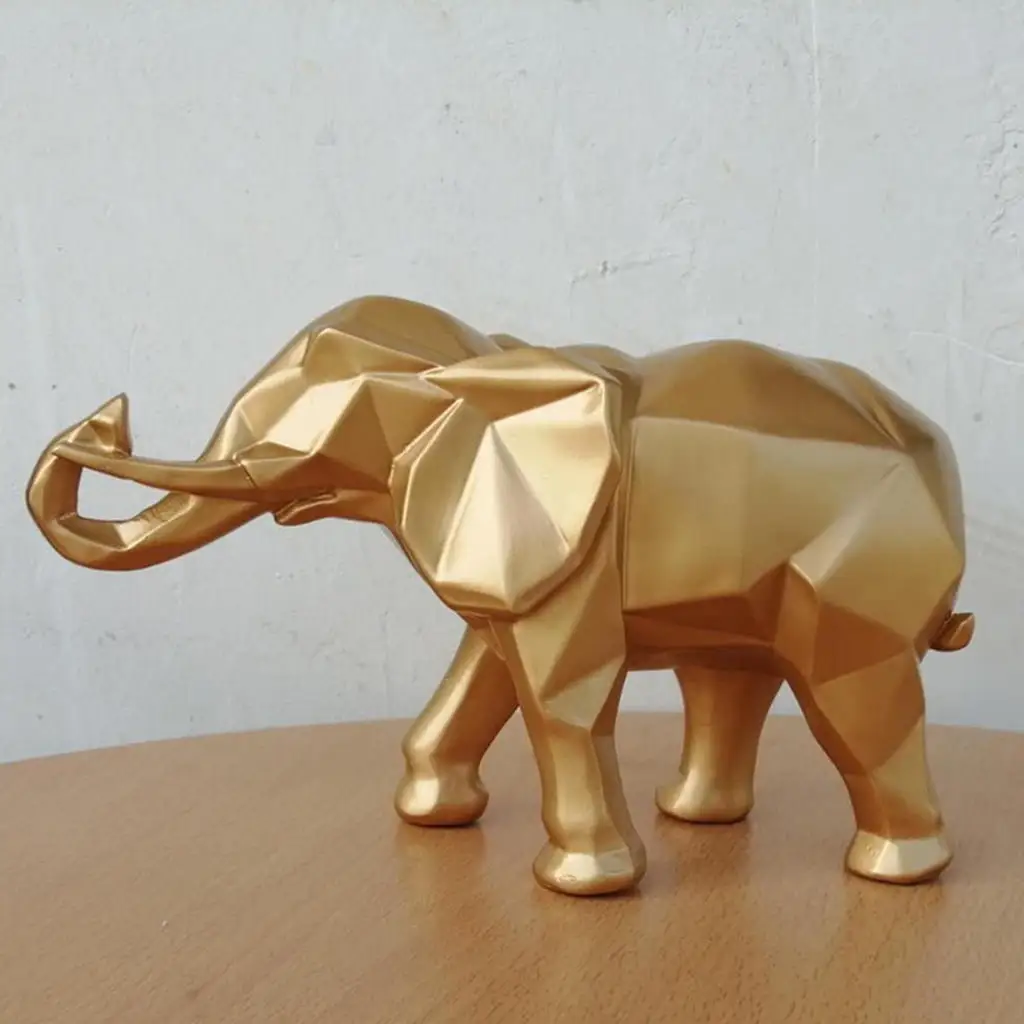 

2x Geometric Art Elephant Sculpture Home Figurines Animal Resin Statue