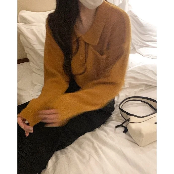 Женский пуловер с длинным рукавом цветной в корейском ретро-стиле модная одежда