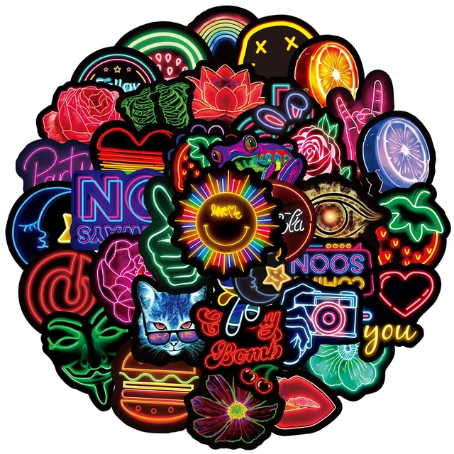 10/30/50/100PCS Neon Light Graffiti Stickers Decal Laptop Guitar Motorcycle Phone Luggage Car DIY Cartoon Sticker For Kids Toys 1