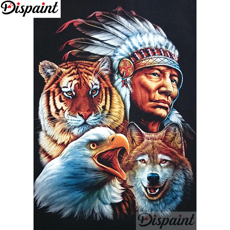 Алмазная 5D Вышивка Dispaint набор для рукоделия Тигр Орлан алмазная живопись сделай