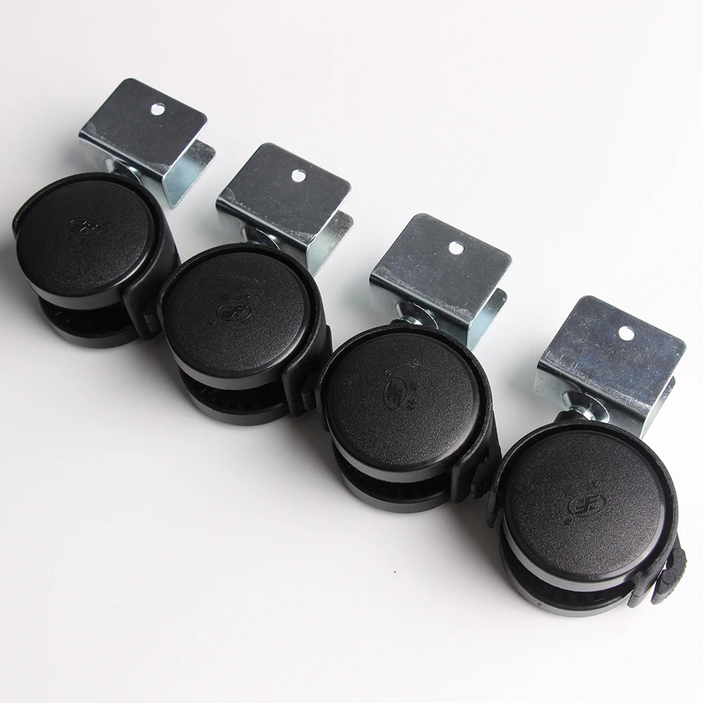

4PCS 50mm Plastic Caster Replacement Angle Brake Swivel Office Sofa Chair Baby Bed Carts Trolley for Furniture Wheels with Brake