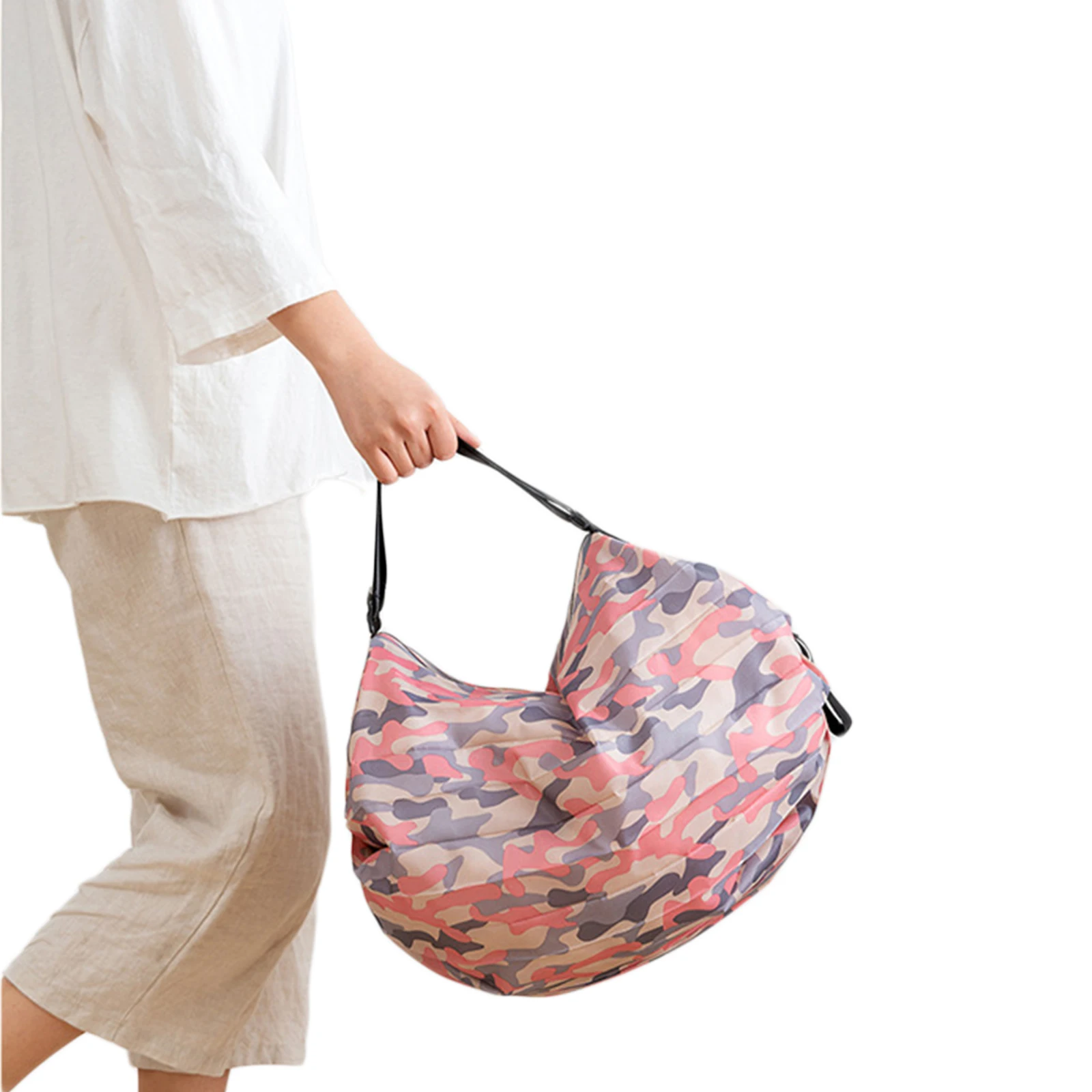

Foldable Shopping Bags Floral Print Large Capacity Handbag Multipurpose Travel Bag for Women Men