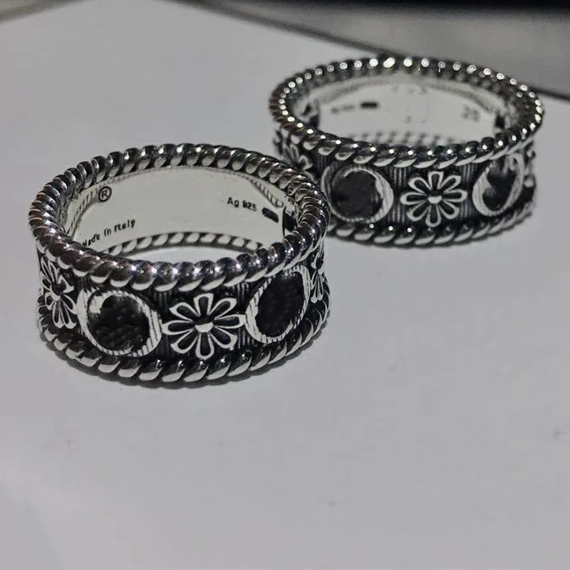 

1:1 925 Sterling Silver Hot Sell Ring, High Quality Flower Original Brand Jewelry Woman Classic Logo , Valentine Gift