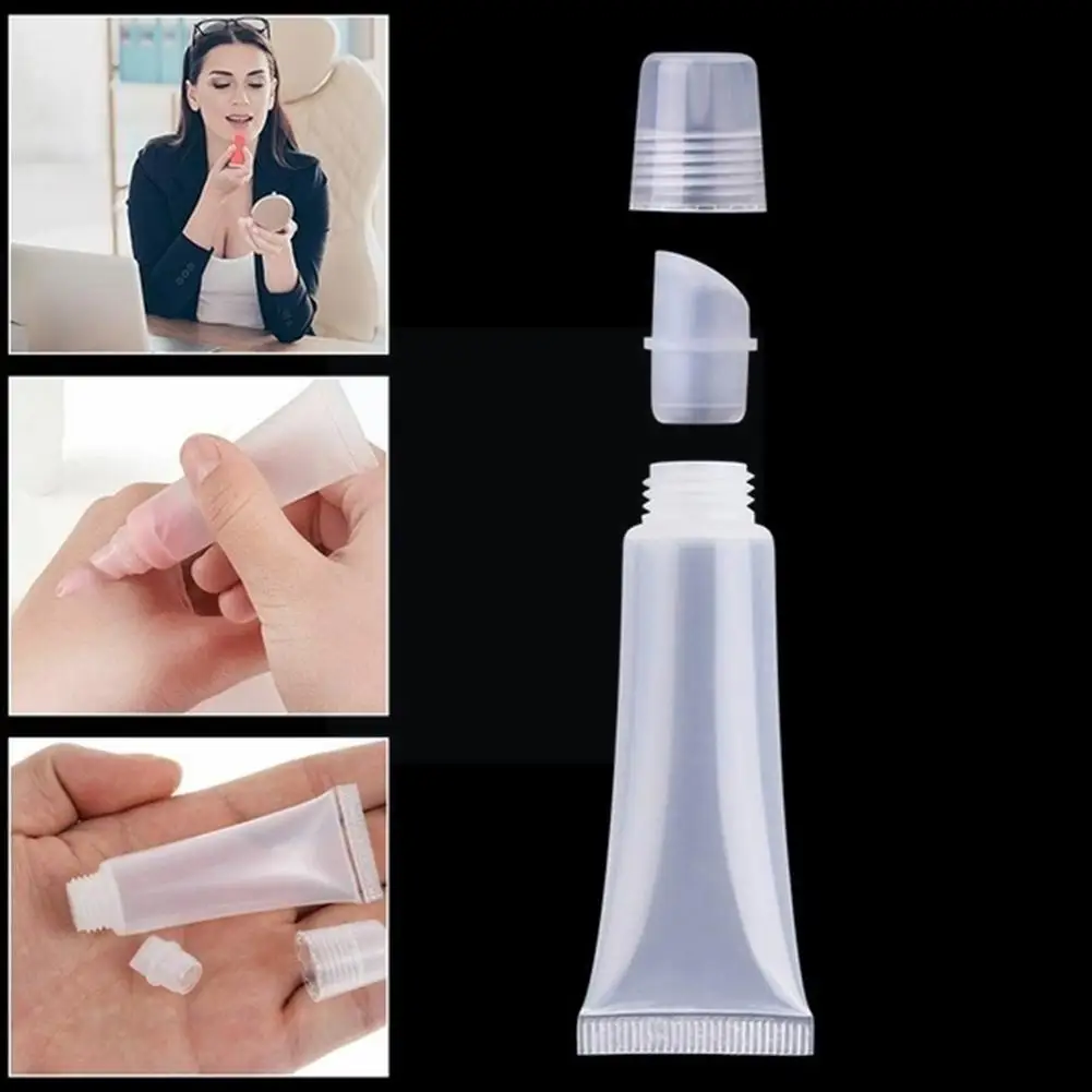 

Soft Transparent Empty Oblique Lip Glaze Container Hose Gloss Cosmetic Facial Tubes Cleanser Lip Refillable DIY Empty Tube