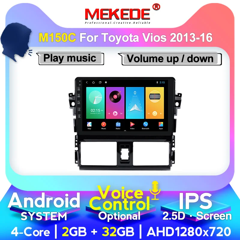 Мультимедийная система MEKEDE M400 Android 4 Гб + 64 ГБ для Toyota Vios 2013-2016 автомагнитола видео