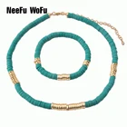 Цепочка NeeFu WoFu из нержавеющей стали для женщин, красное ожерелье в богемном стиле с флуоресцентной подвеской, ювелирные украшения