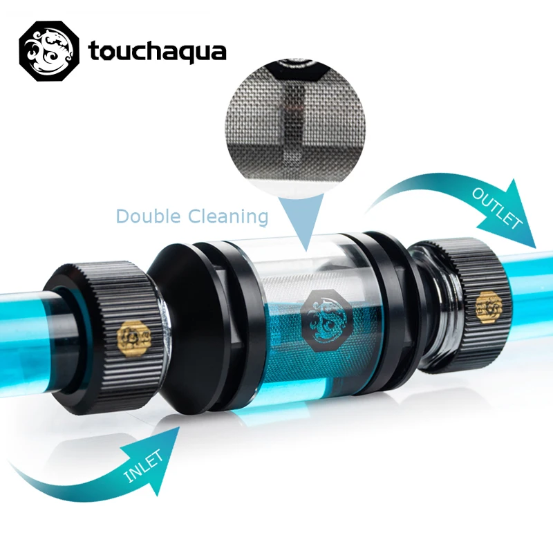 Bitspower-filtro de Refrigeração à Água Touchaqua g1 Filtro Universal Limpeza Dupla Material Acrílico Preto Ventiladores e resfriadores