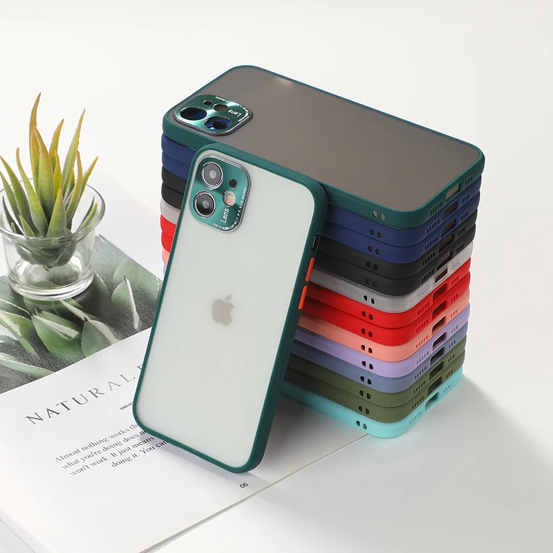 

Metal Camera Protection Phone Cover for IPhone 11 12 Pro Max Clear Case for IPhone 7 8 Plus X XR XS Max SE 2020 Back Coque Funda