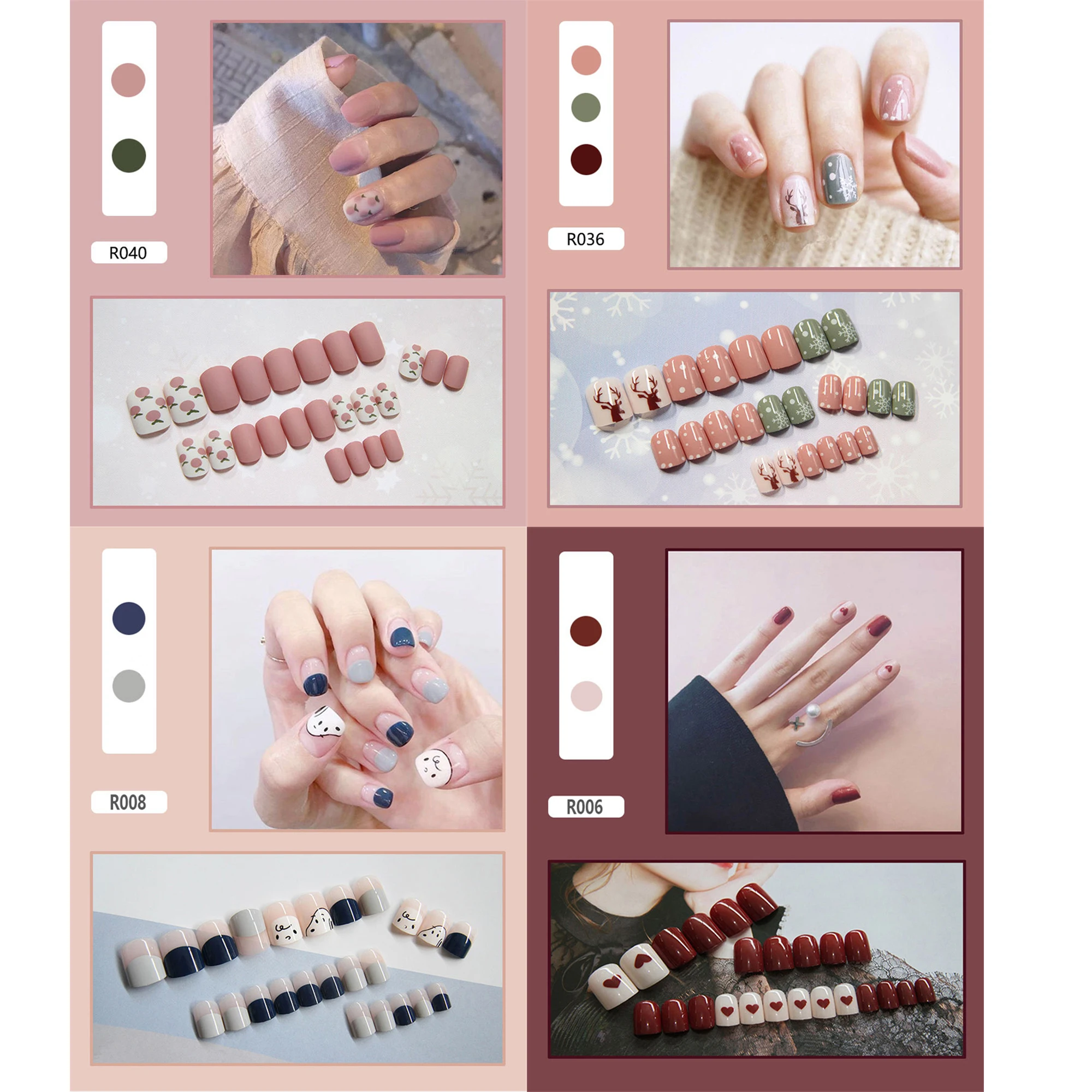 MSCHENGDORIS светильник красные сердца короткие дизайнерские нажимные ногти летние матовые персиковые розовые