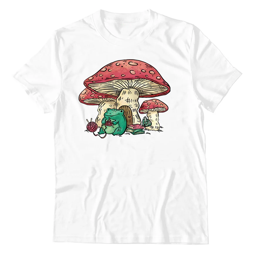 Женская футболка с принтом улитки играющих банджо и грибов летняя Модная