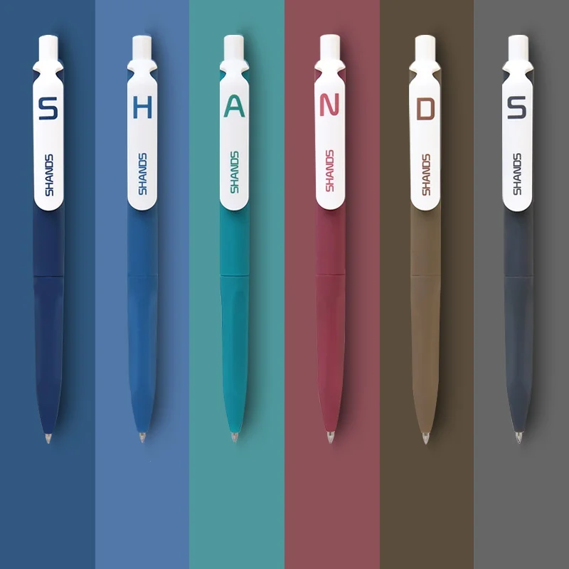 

Vintage Gel Pens Ballpoint 0.5mm Black Blue Brown Red 6 Colors Ink Liner Pen Journal Drawing Writing School F6111
