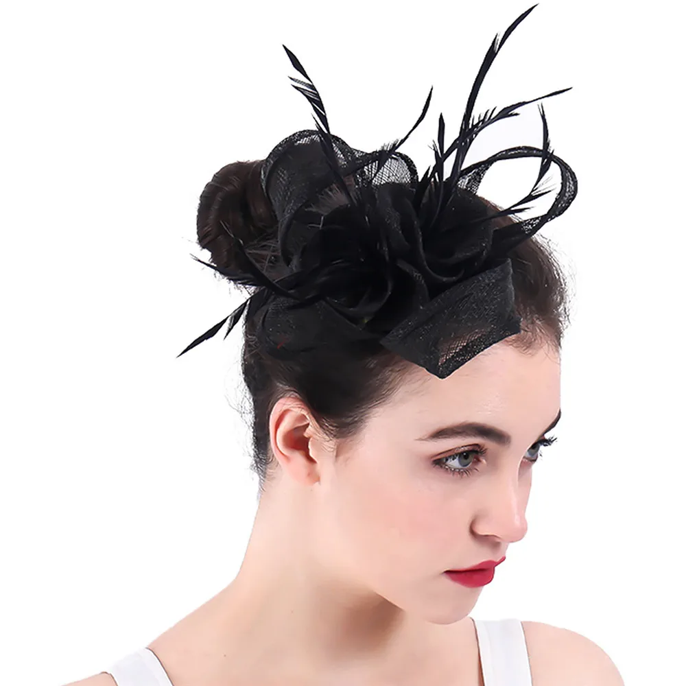 Головной убор Sinamay с черными розами Вуалетка для церкви свадьбы Вечерние НКИ