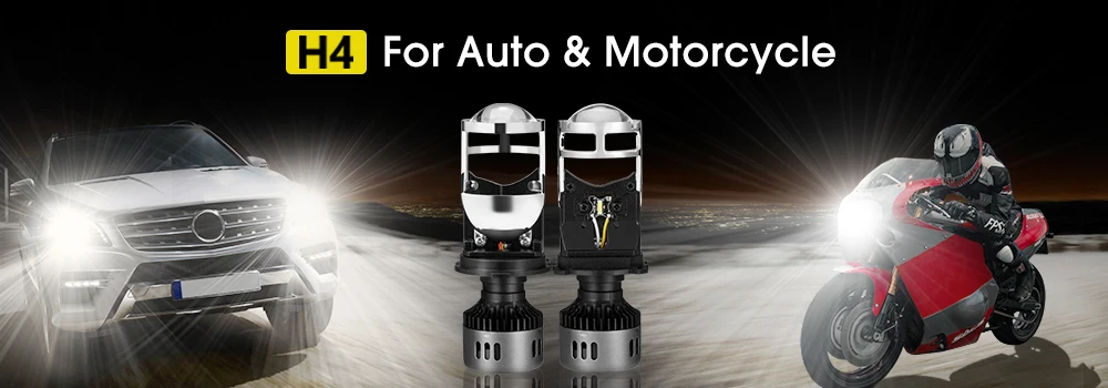 2 шт. H4 светодиодный объектив Мини-проектора Conversion Kit 6500 к фара Hi/короче спереди и длиннее сзади) луч 10000LM лампы Автомобильные 12 V/24 V