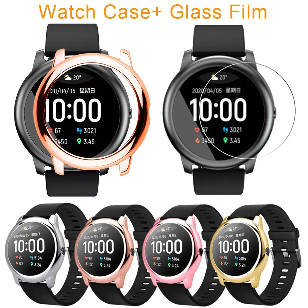 

Tpu Watch Protective Case + Screen Film For Haylou Solar LS05 Smartwatch Protector Tempered Glass Cover Full Protection