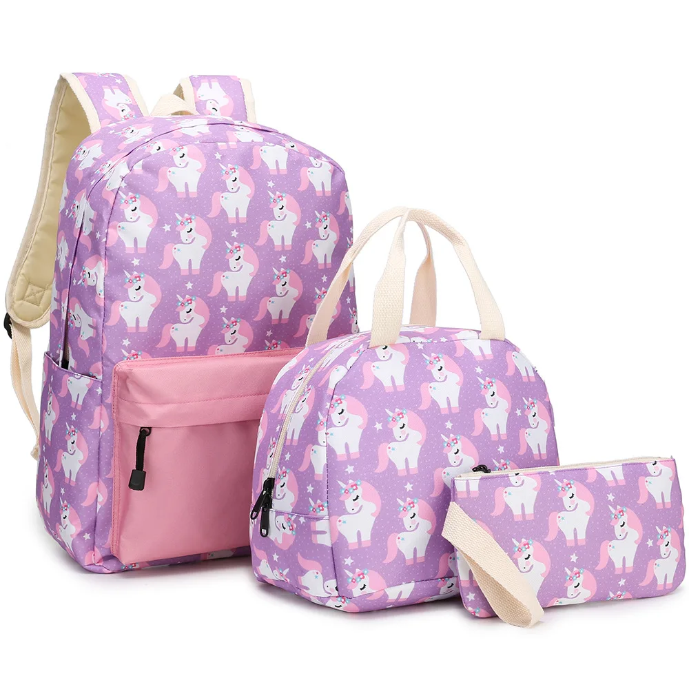 

D7 Unicorn Schoolbag Custom Color Matching Schoolbag Lunch Bag Pencil Case Cartoon Book Children's Bags Backpack