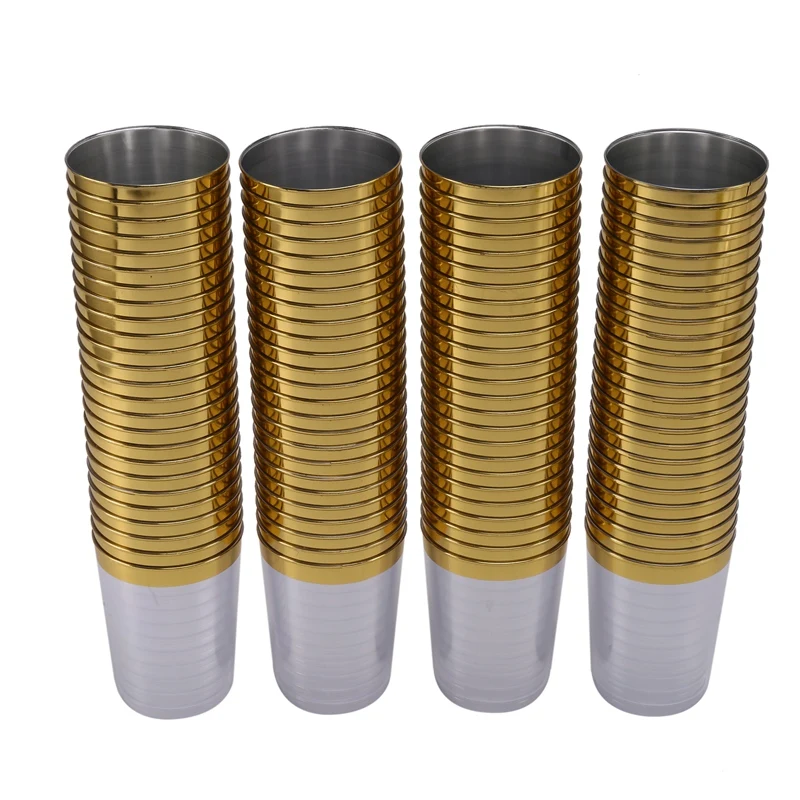 

100X Gold Plastic Cups 10 Oz Clear Plastic Cups Tumblers Gold Rimmed Cups Fancy Disposable Wedding Cups Elegant Party Cups With