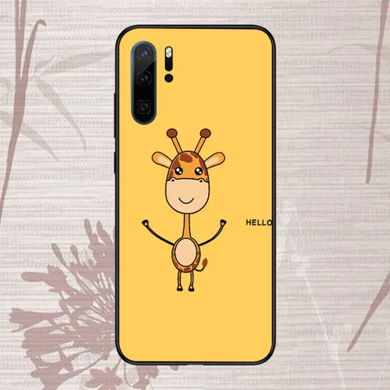 

Cute Cartoon Yellow Giraffe Cat Phone Case For Huawei honor Mate P 9 10 20 30 40 Pro 10i 7 8 a x Lite nova 5t
