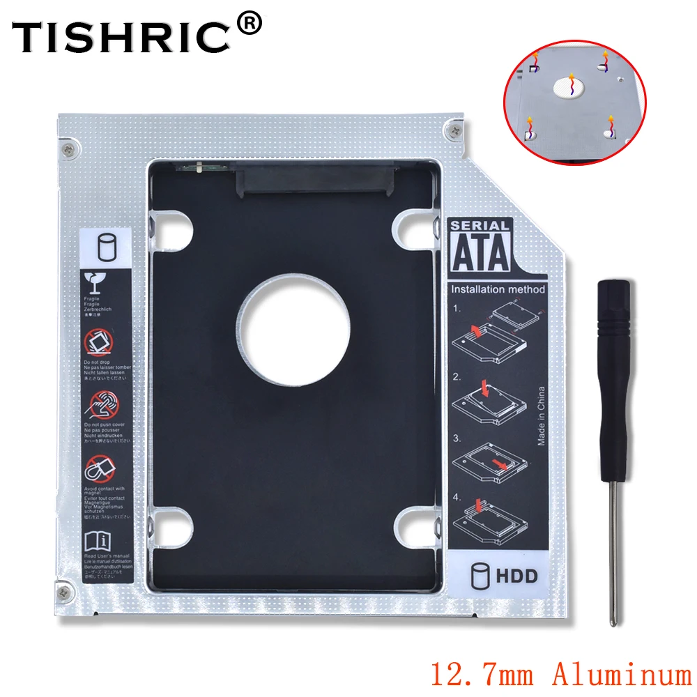 Tishric Алюминий Универсальный 2nd Hdd Caddy 12 7 мм SATA 3 0 адаптер Жесткий диск для ноутбука