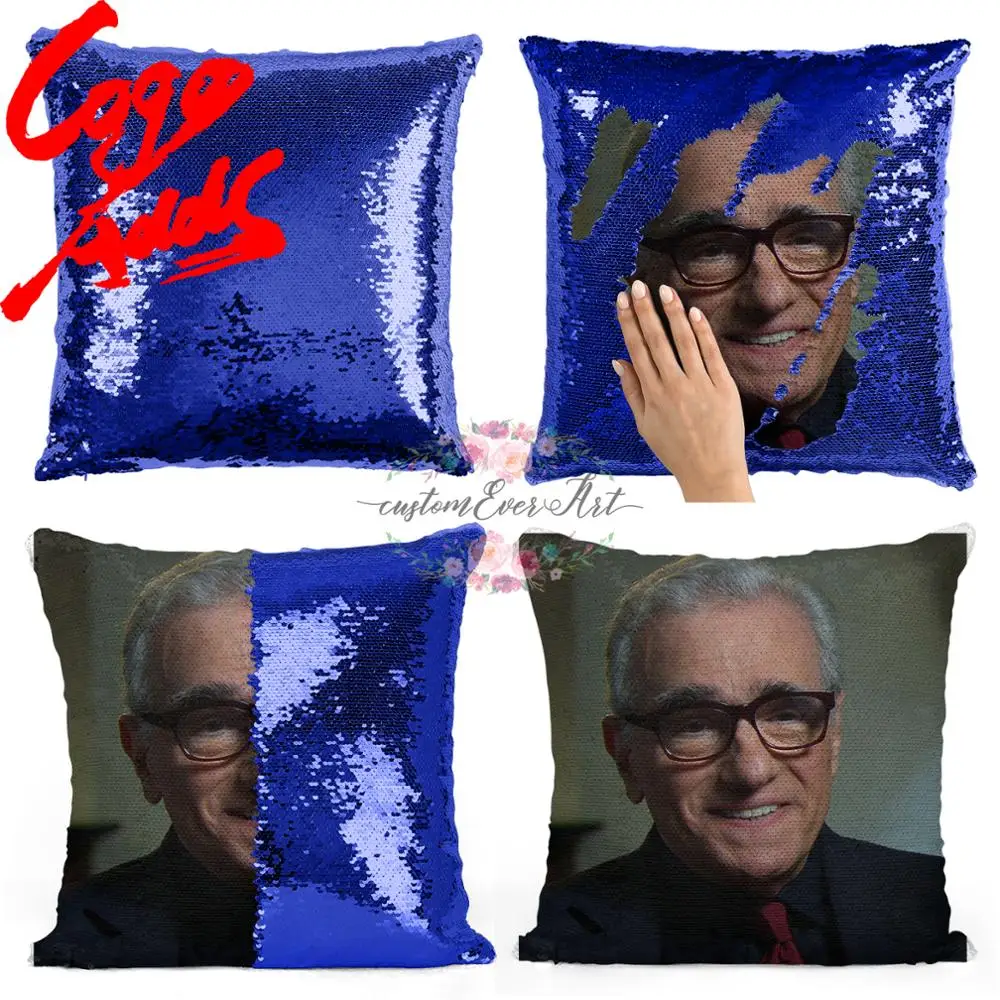 Подушка Martin Scorsese с блестками | Наволочка Двухцветная подушка Подарок для нее Него