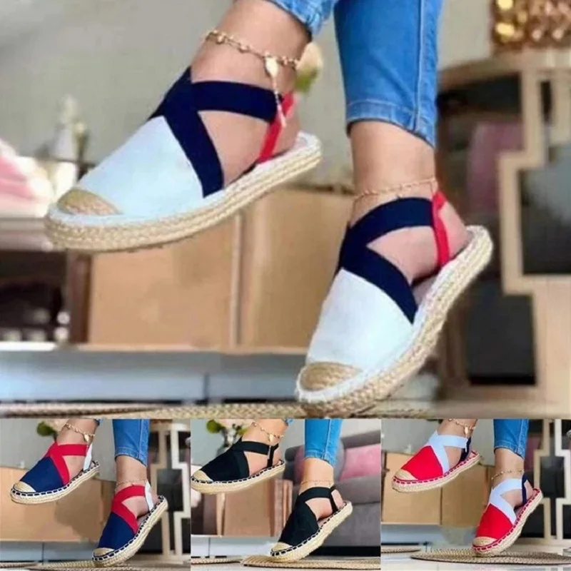 

Women Sandals Summer Striped Platform Shoes 2021 New Ladies Hemp Rope Bottom Espadrilles High Heels Canvas Casual Sandals Hot
