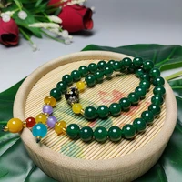 high quailty natural green two circle chalcedon stone bracelet colorful stone bracelet free shipping