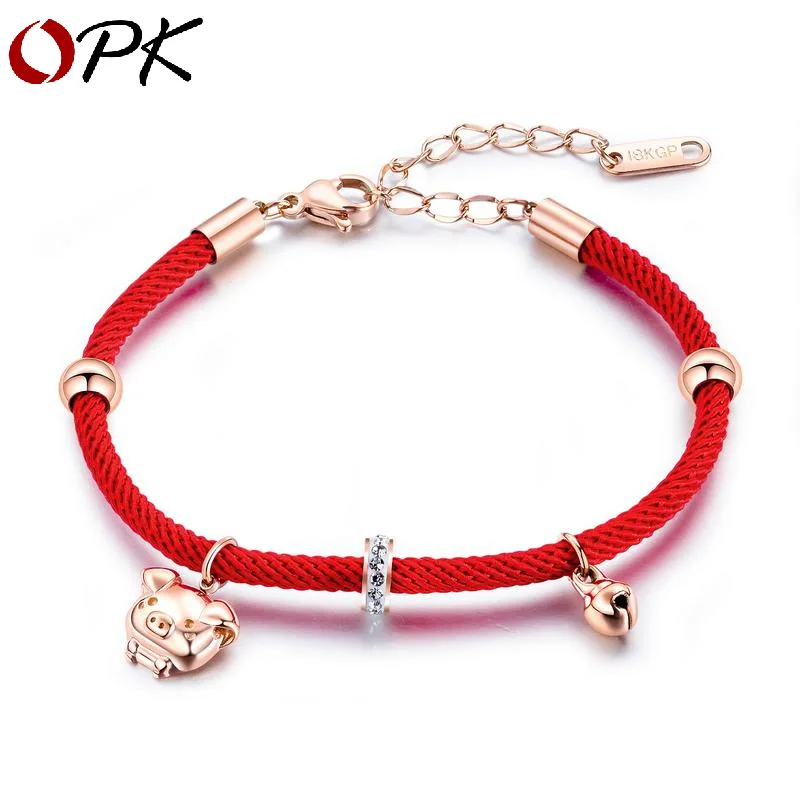 Брендовые женские ювелирные изделия Золотая свинка Зодиак красная веревка