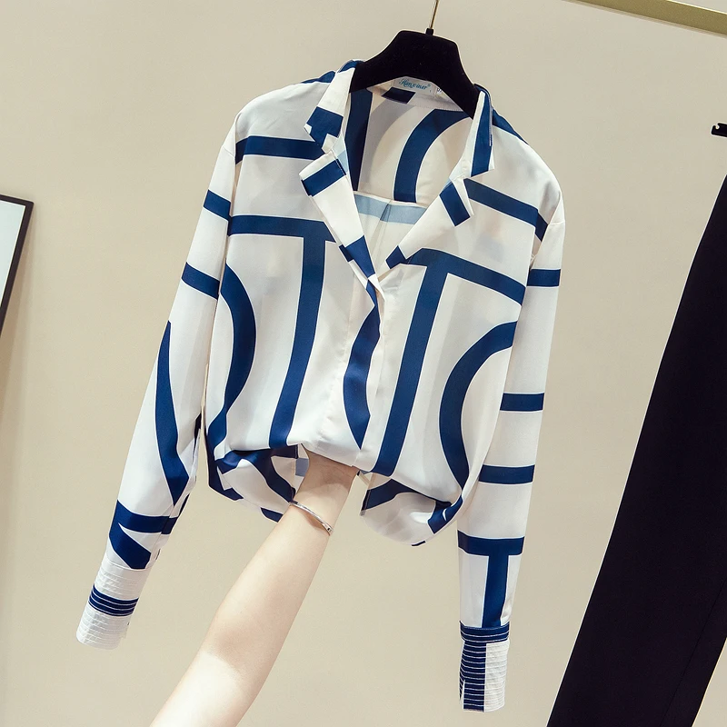 

Missfansiqi Spring Autumn Women Shirt Turn Down Collar Long Sleeves Fashion Office Ladies OL Casual Chiffon Shirts Blouse Tops