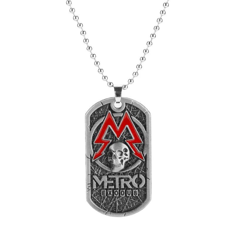 Game Metro Exodus 2033 Necklace Hip Hop Dog Tag Skull Pendant Men Badge Jewelry Bead Chain Colar Gift |